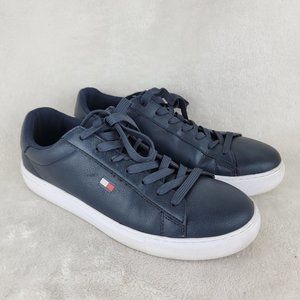 Tommy Hilfiger Brecon Mens Blue Leather  Lace Up Low Top Logo Casual Sneakers 9M